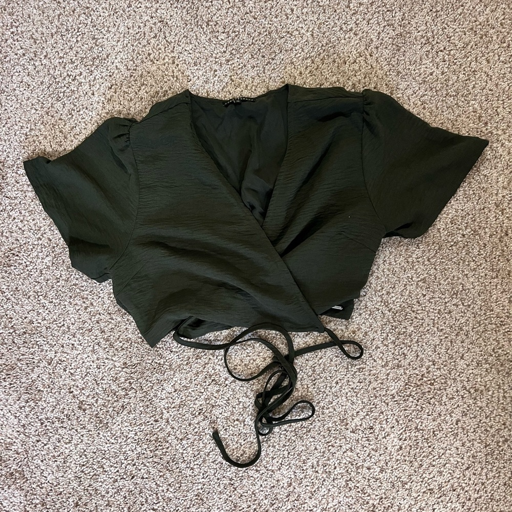 Elegant Black Wrap Crop Top